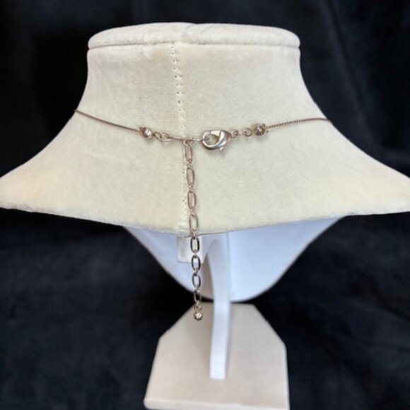 Necklace - faux crystal beads on silver tone chain. - Picture 3 of 4